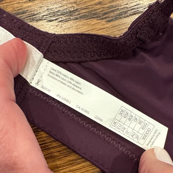 Skarlett Blue Plum Maroon Entice Balconette Lace Bra New With Tags 30DDD/30F - Picture 5 of 9